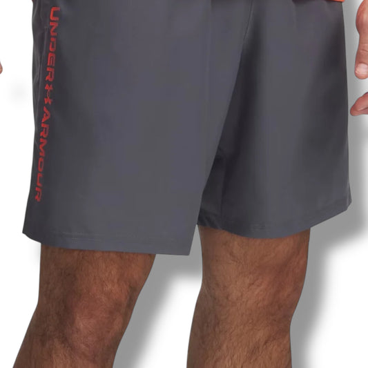 UNDER ARMOUR - WORDMARK SHORTS - GREY/ORANGE