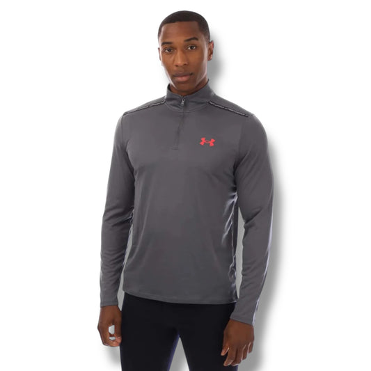 UNDER ARMOUR - TECH 1/4 ZIP - GREY/ORANGE