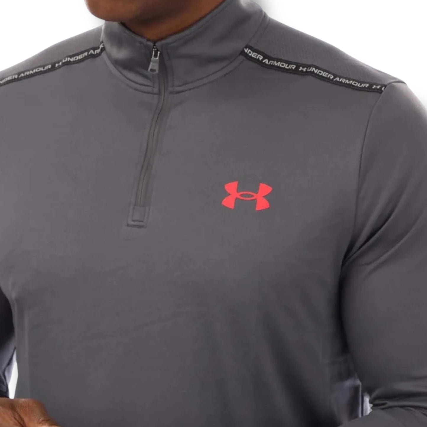 UNDER ARMOUR - TECH 1/4 ZIP - GREY/ORANGE